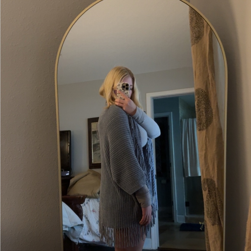 Gray Fringe Women Sweater